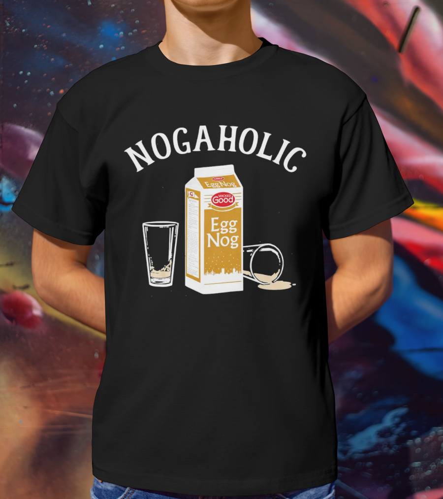Nogaholic Wicked Good Egg Nog Carton And Glasses T-Shirt
