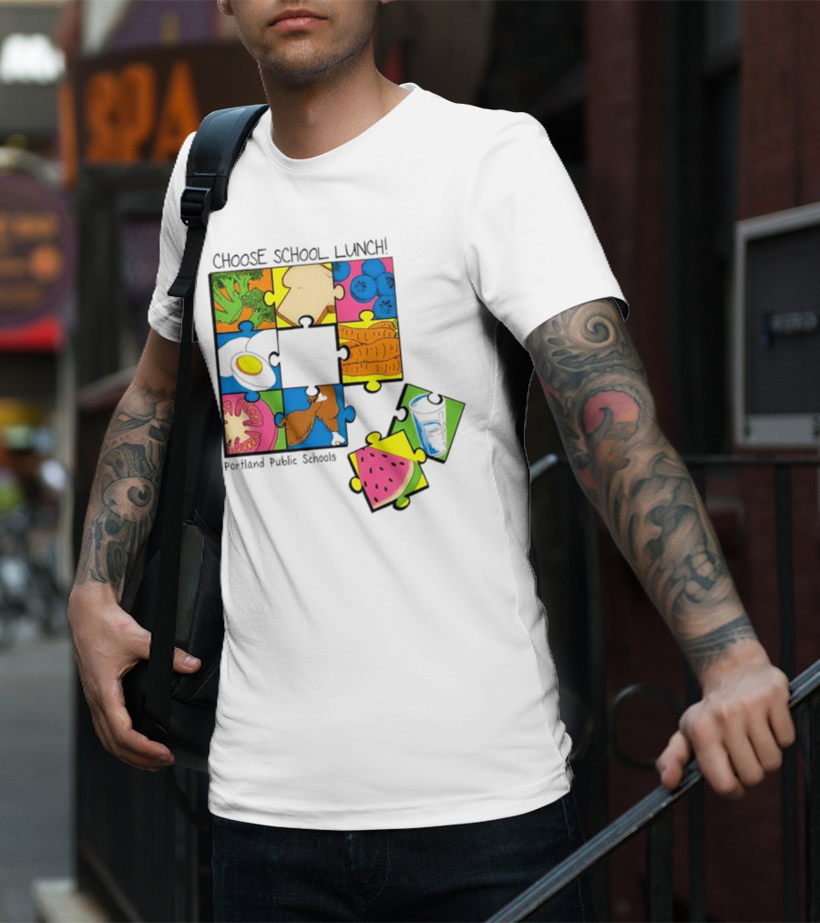 Choose School Lunch Puzzle Portland Public Schools Food Elements T-Shirt