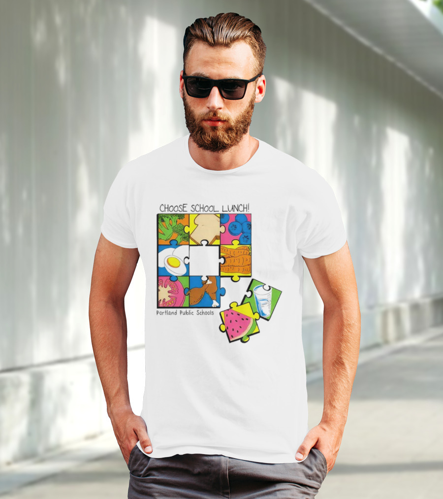 Choose School Lunch Puzzle Portland Public Schools Food Elements T-Shirt