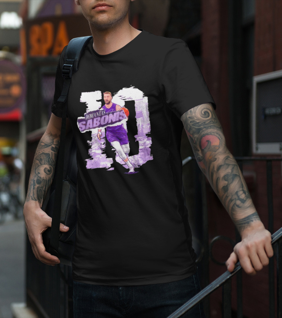 Domantas Sabonis Sacramento Basketball Purple T-Shirt