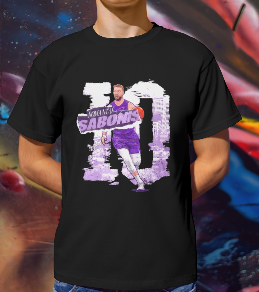 Domantas Sabonis Sacramento Basketball Purple T-Shirt