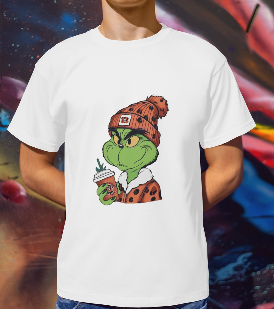Grinch Boujee Cincinnati Bengals Football Fan Holiday T-Shirt