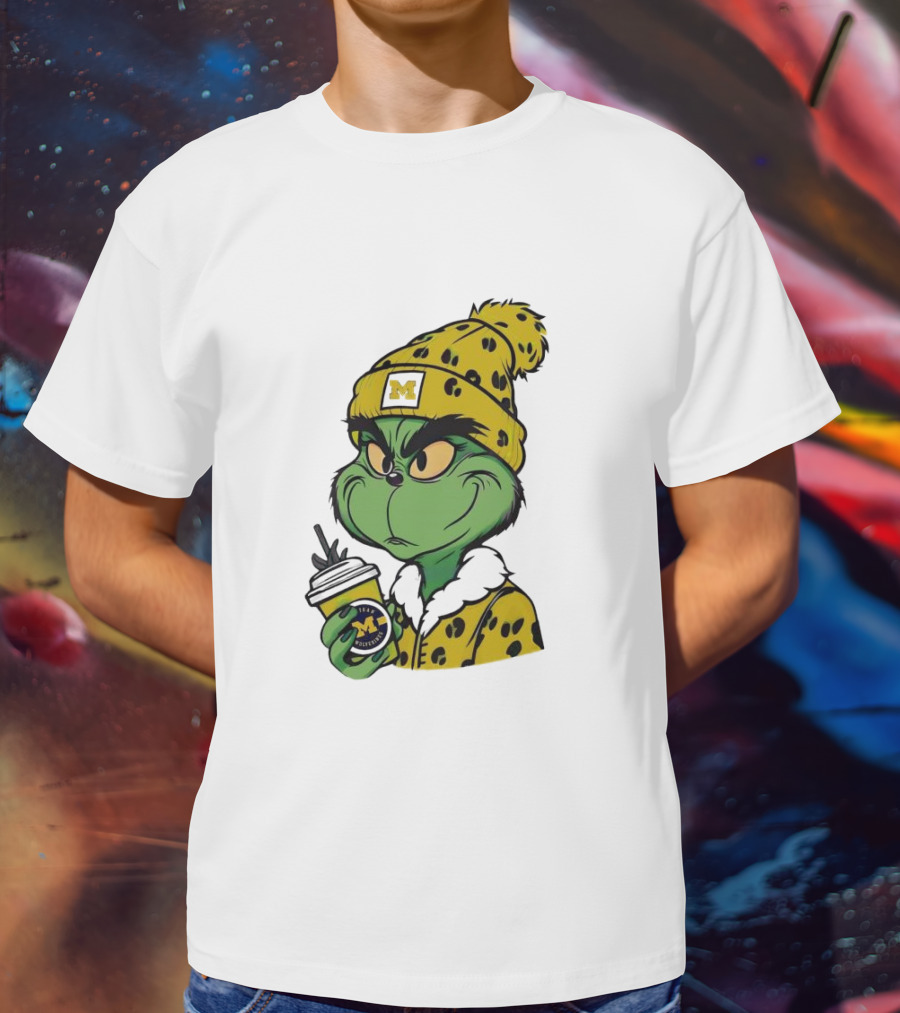 Grinch Boujee Michigan Wolverines M Logo Winter Outfit Coffee Cup T-Shirt