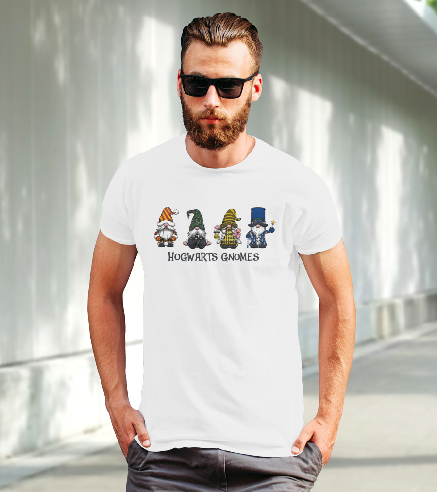Hogwarts Gnomes Gryffindor Hufflepuff Slytherin Ravenclaw Houses T-Shirt