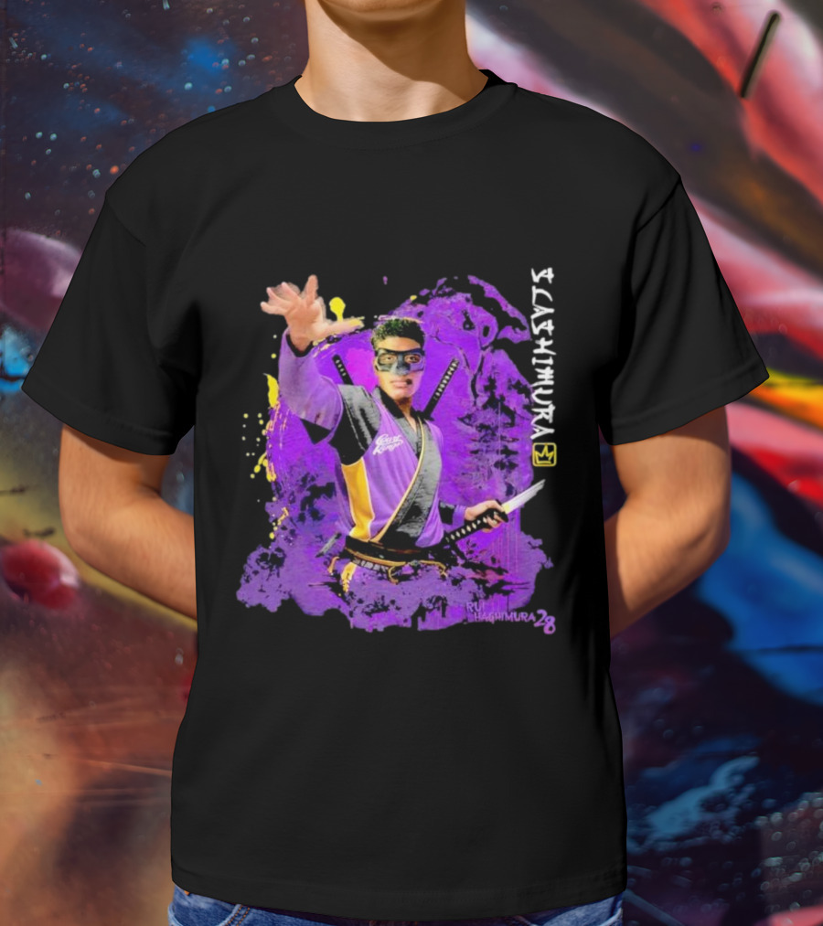 Rui Slashimura 28 Purple Warrior With Mask And Swords T-Shirt