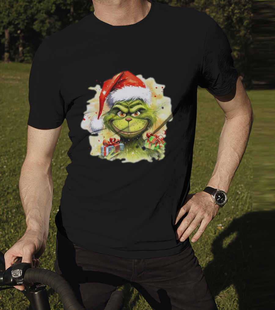 Santa Grinch Watercolor Christmas Gift Boxes T-Shirt