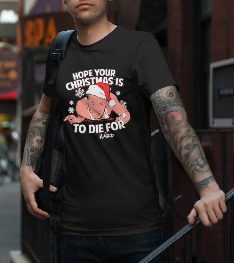 Hope Your Christmas Is To Die Hard Snowflakes Santa Hat Candle T-Shirt