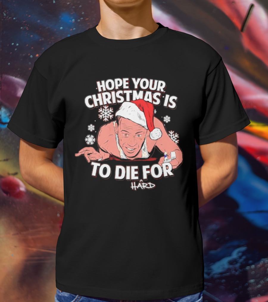 Hope Your Christmas Is To Die Hard Snowflakes Santa Hat Candle T-Shirt