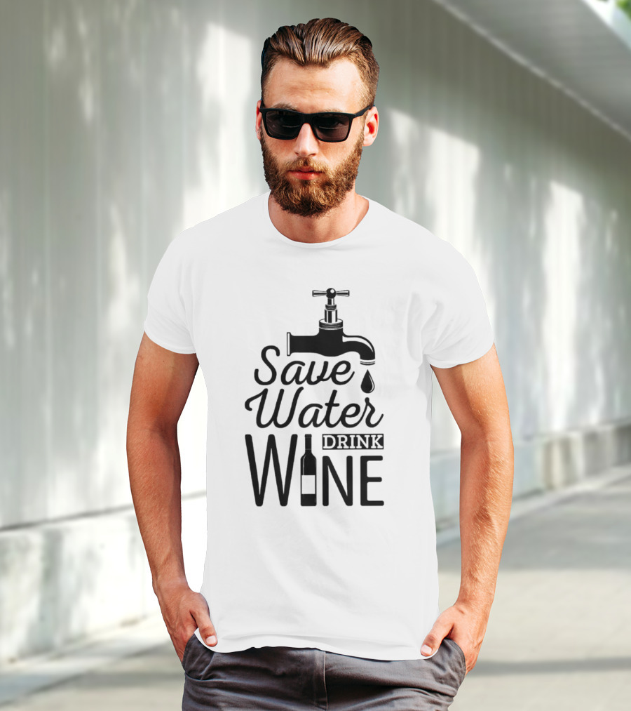 Save Water Drink Wine With Faucet And Bottle T-Shirt