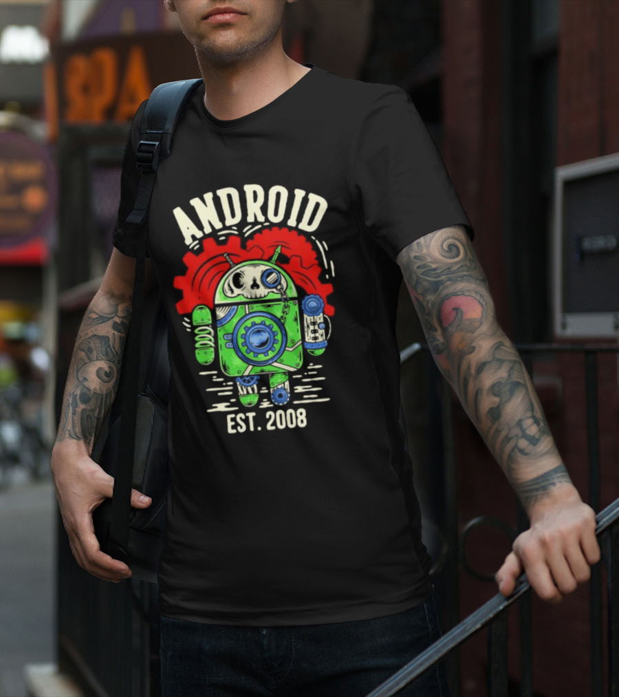 Android Steampunk Robot Skull Gear EST. 2008 T-Shirt