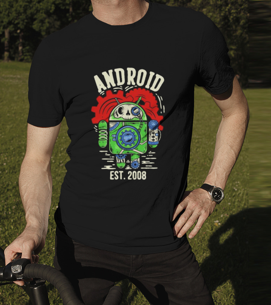Android Steampunk Robot Skull Gear EST. 2008 T-Shirt