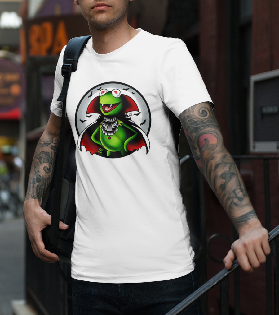 Vampire Kermit The Frog Moon Bats Cloaked Character T-Shirt