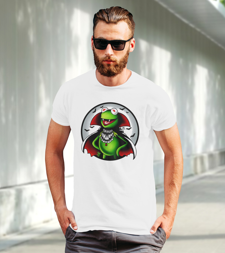 Vampire Kermit The Frog Moon Bats Cloaked Character T-Shirt