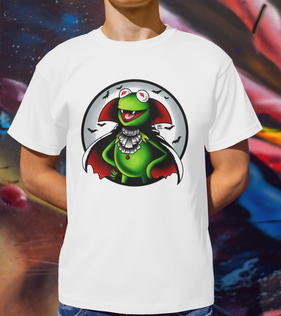 Vampire Kermit The Frog Moon Bats Cloaked Character T-Shirt