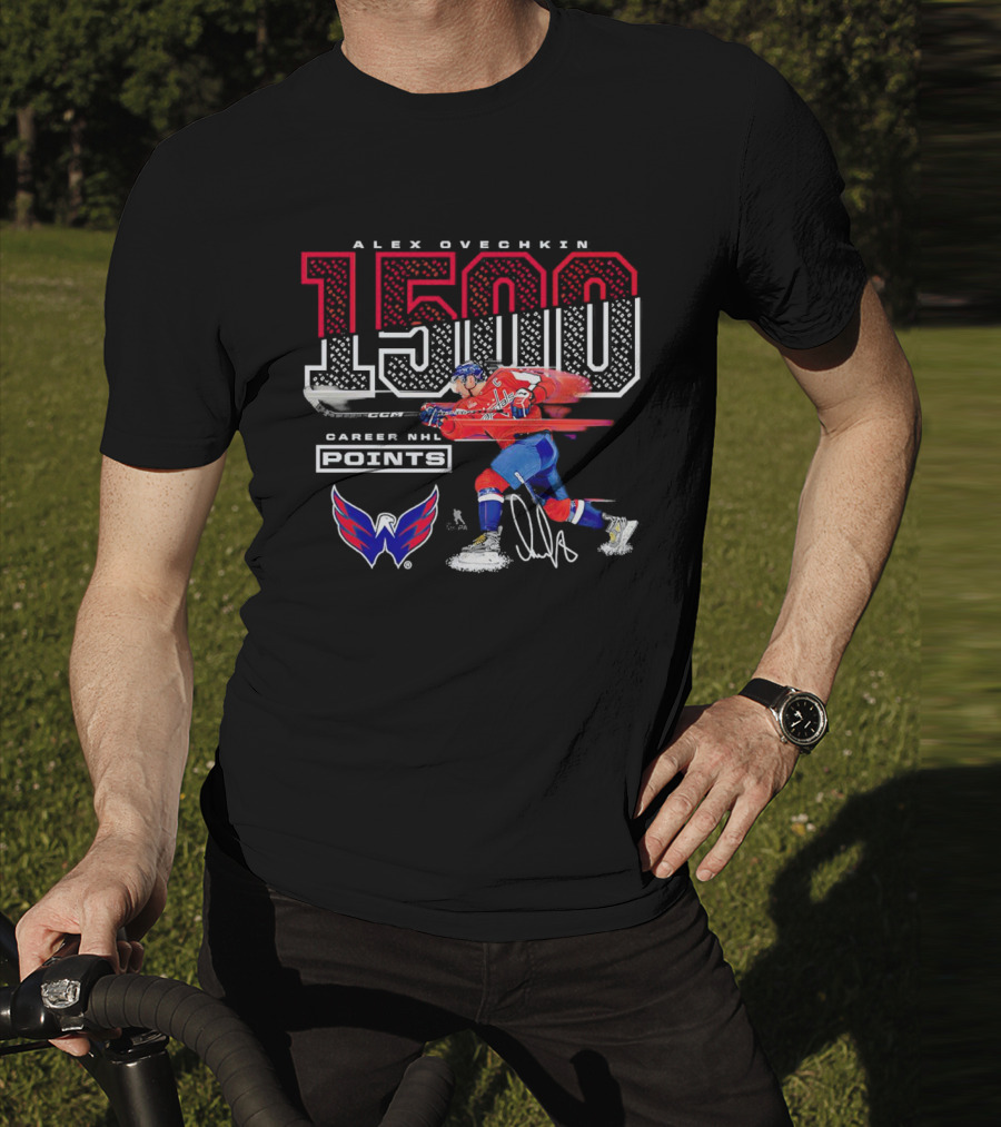 Alex Ovechkin 1500 Career NHL Points Washington Capitals Hockey Achievement T-Shirt