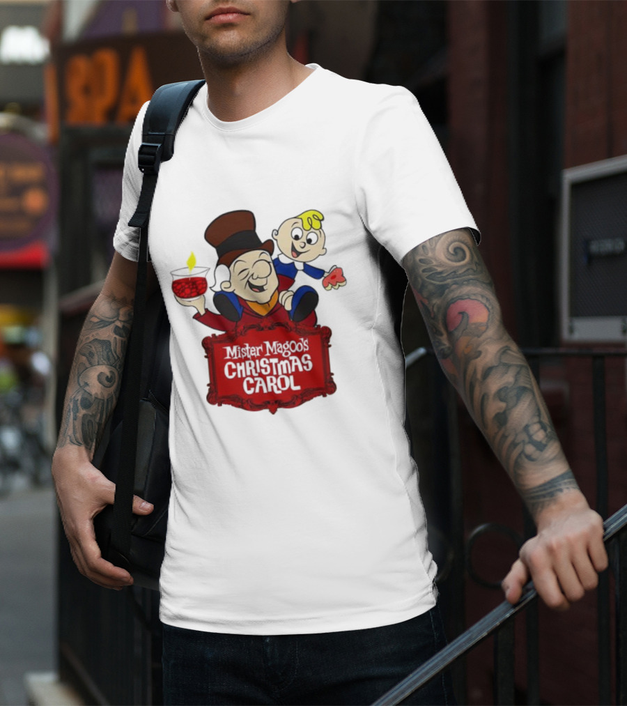 Mister Magoo's Christmas Carol Cartoon Illustration With Festive Characters T-Shirt