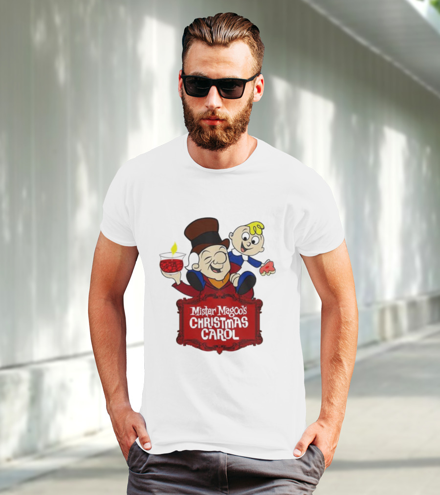 Mister Magoo's Christmas Carol Cartoon Illustration With Festive Characters T-Shirt