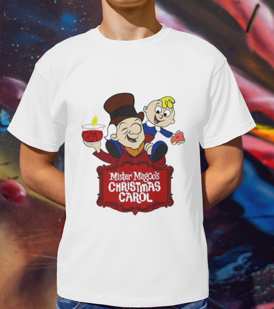 Mister Magoo's Christmas Carol Cartoon Illustration With Festive Characters T-Shirt
