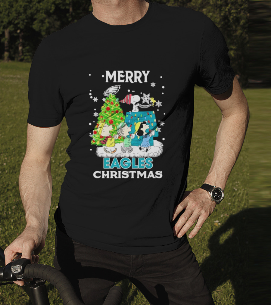 Merry Peanuts Eagles Christmas Holiday T-Shirt