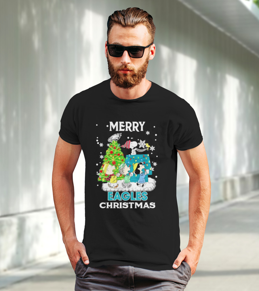 Merry Peanuts Eagles Christmas Holiday T-Shirt