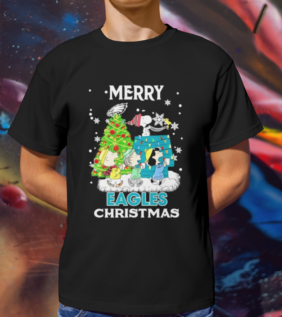 Merry Peanuts Eagles Christmas Holiday T-Shirt