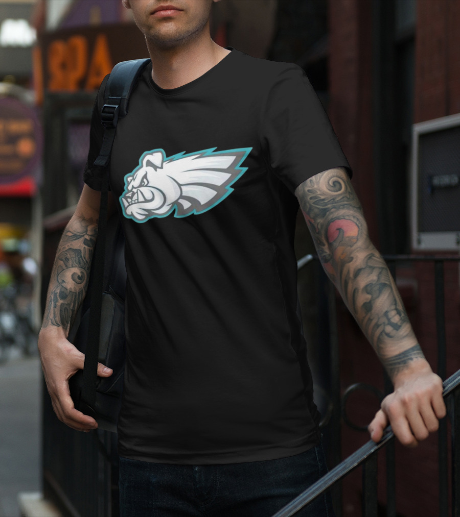 Philly Bulldogs Mascot Head With Wings T-Shirt