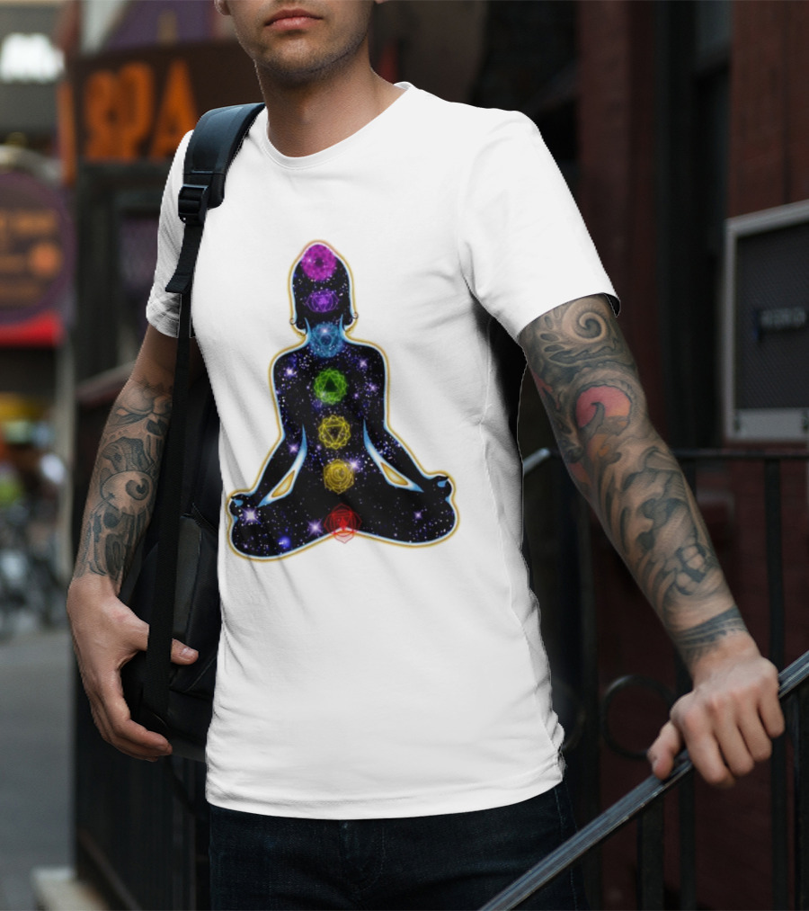 Rainbow Chakras Galaxy Meditation Christmas T-Shirt