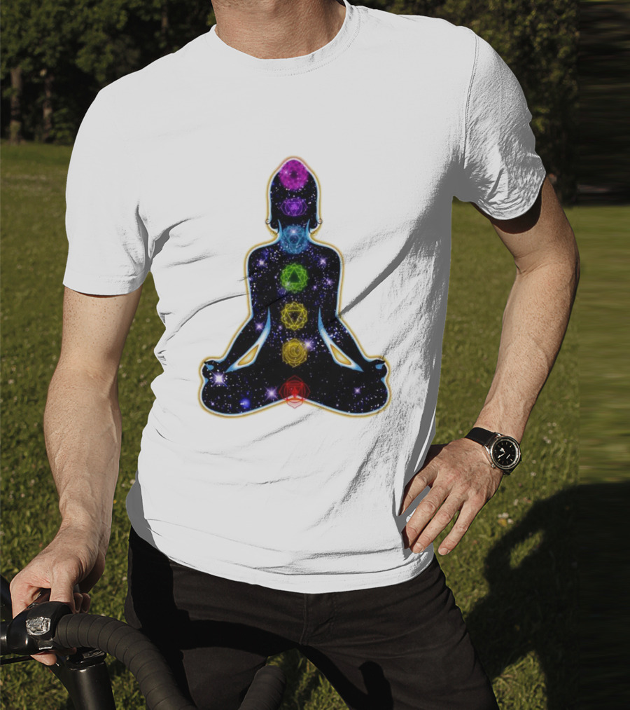 Rainbow Chakras Galaxy Meditation Christmas T-Shirt