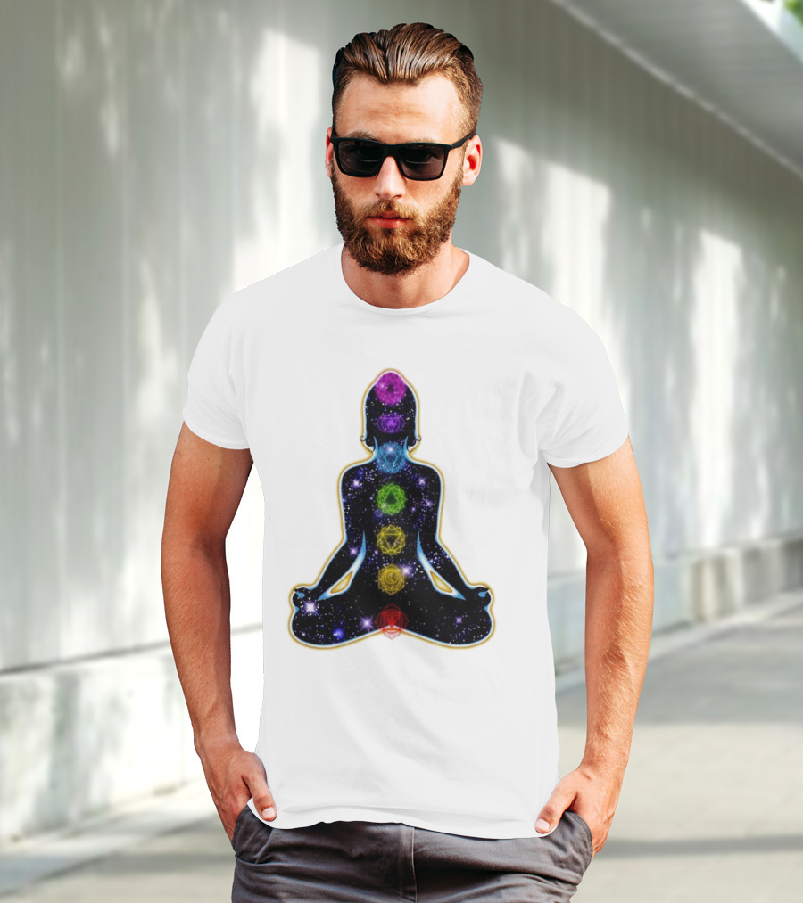 Rainbow Chakras Galaxy Meditation Christmas T-Shirt