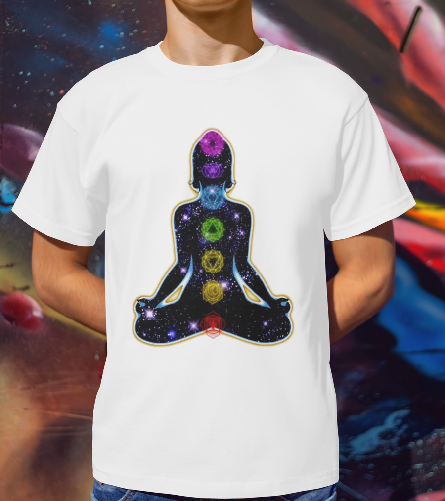 Rainbow Chakras Galaxy Meditation Christmas T-Shirt