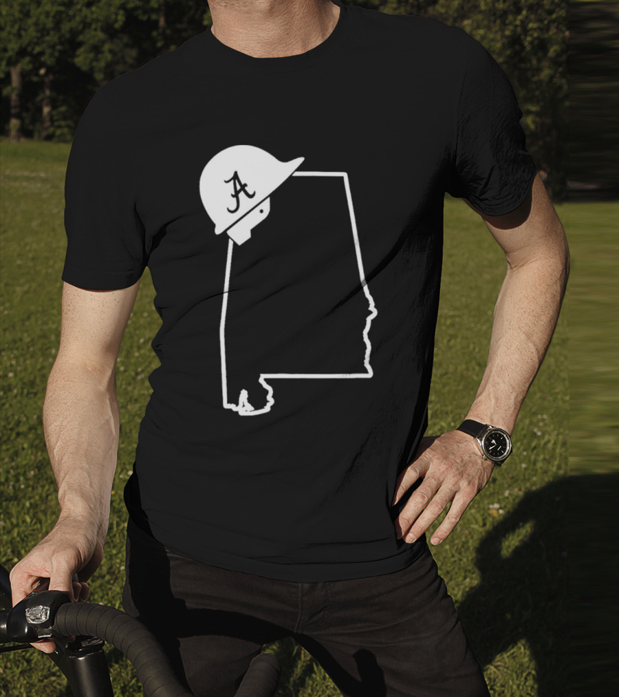 Alabama State Outline With A Logo Helmet Design New T-Shirt