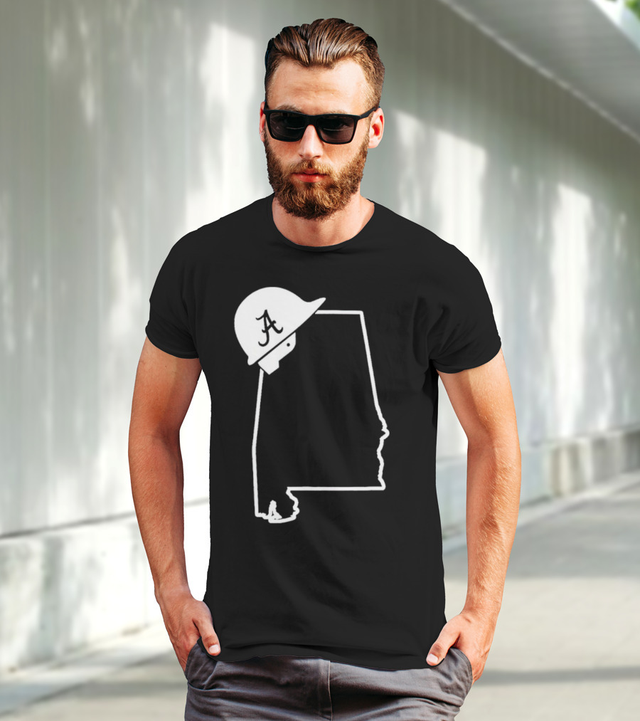 Alabama State Outline With A Logo Helmet Design New T-Shirt