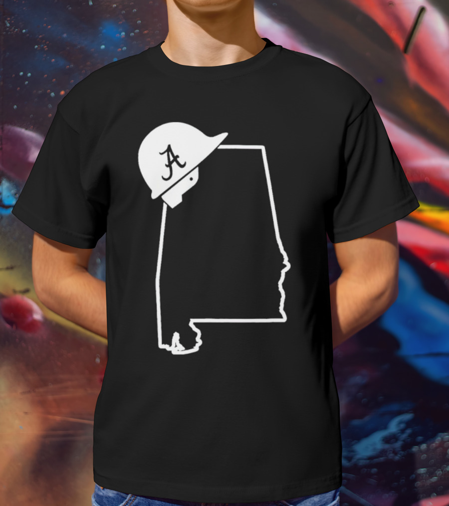 Alabama State Outline With A Logo Helmet Design New T-Shirt