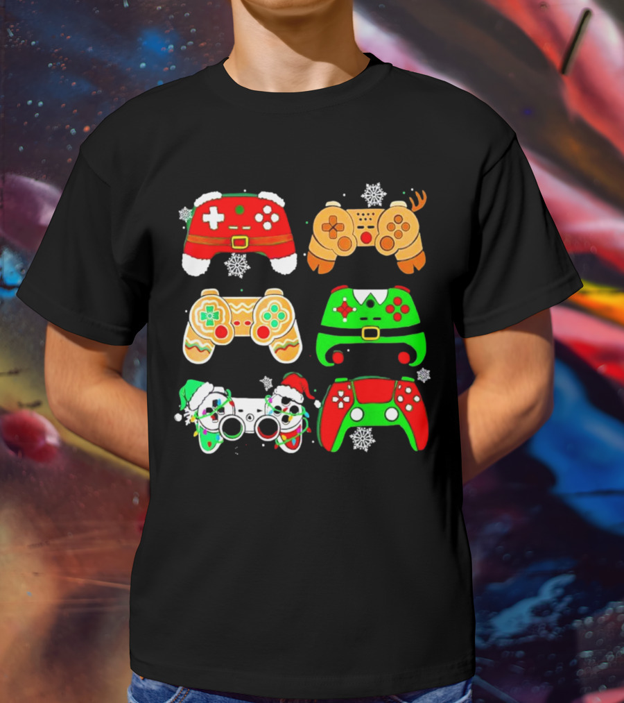 Santa Elf Gaming Controllers Christmas Gamer Holiday T-Shirt