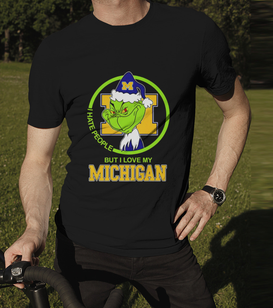 I HATE PEOPLE BUT I LOVE MY MICHIGAN GRINCH M SANTA HAT T-Shirt