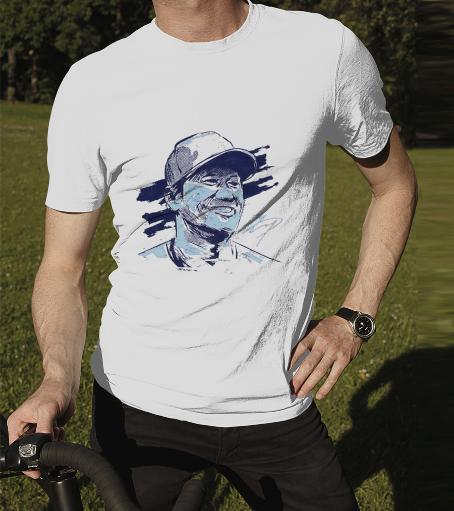 Shohei Ohtani Sketch Portrait Blue Brushstroke T-Shirt