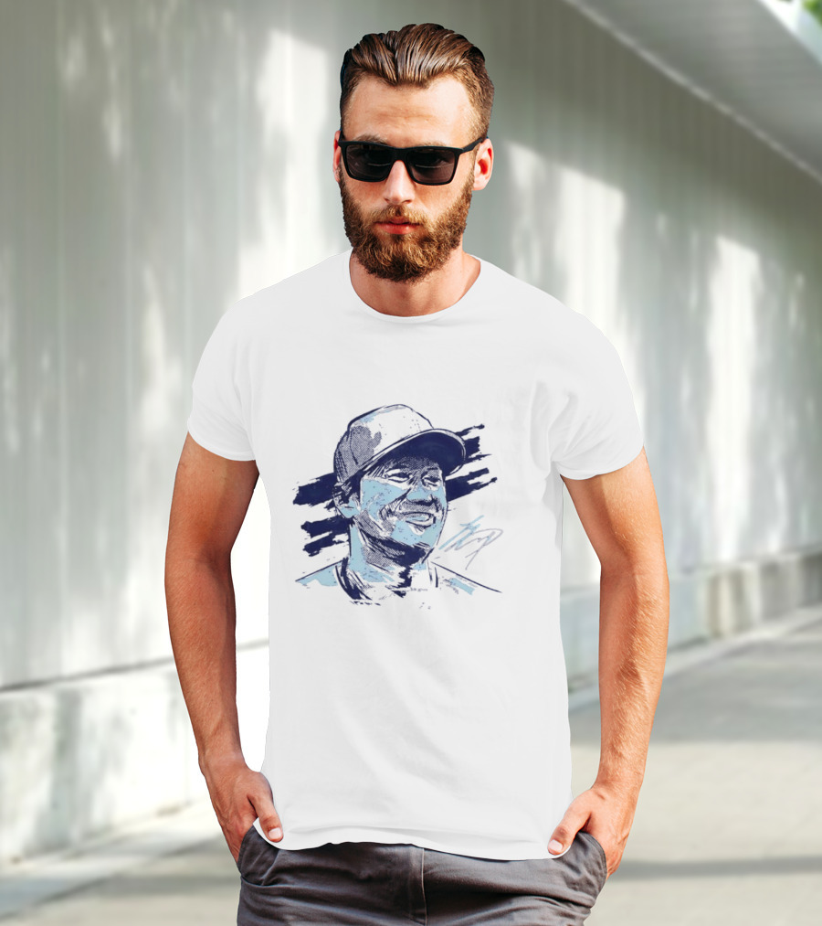 Shohei Ohtani Sketch Portrait Blue Brushstroke T-Shirt