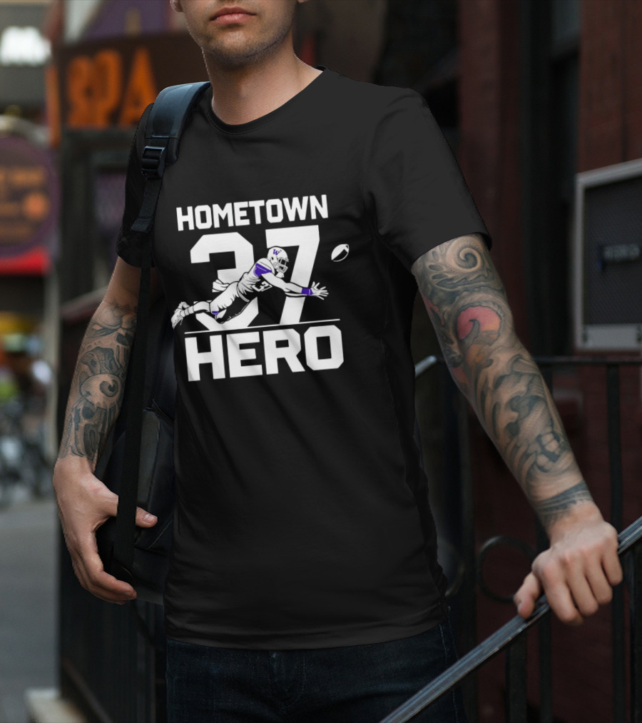Washington Huskies Hometown Hero 37 Football Icon Jack Westover T-Shirt