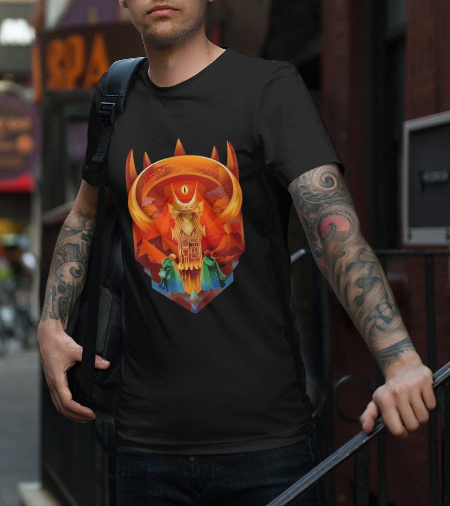The Dark Fortress Of Mordor - Art Deco Eye Of Sauron Adventure T-Shirt