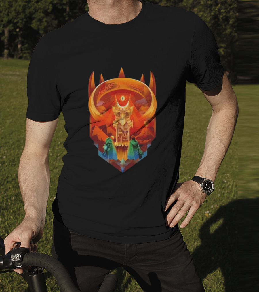 The Dark Fortress Of Mordor - Art Deco Eye Of Sauron Adventure T-Shirt