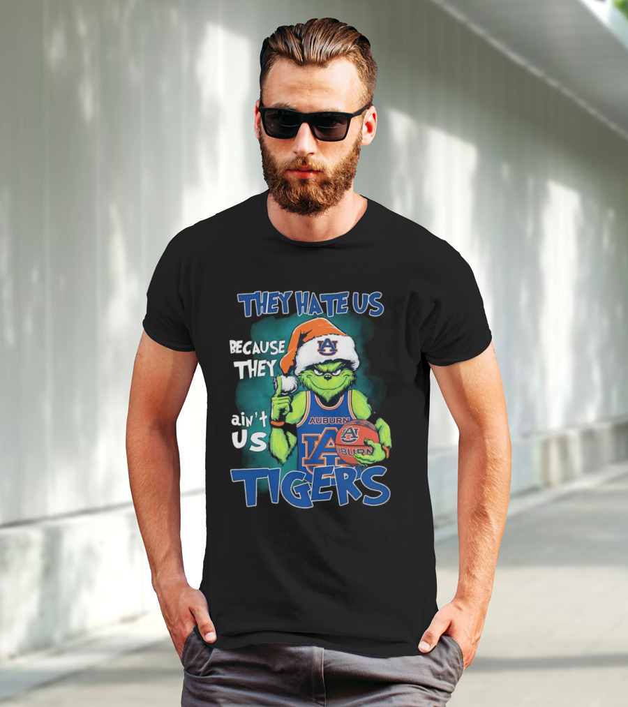 Auburn Tigers Grinch They Hate Us Because They Ain’t Us Santa Hat Basketball T-Shirt