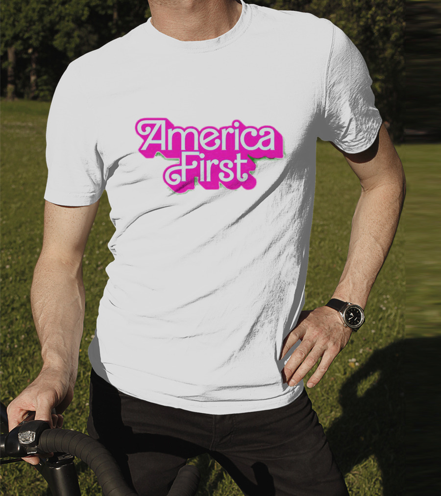 America First Barbie Style Pink Font T-Shirt