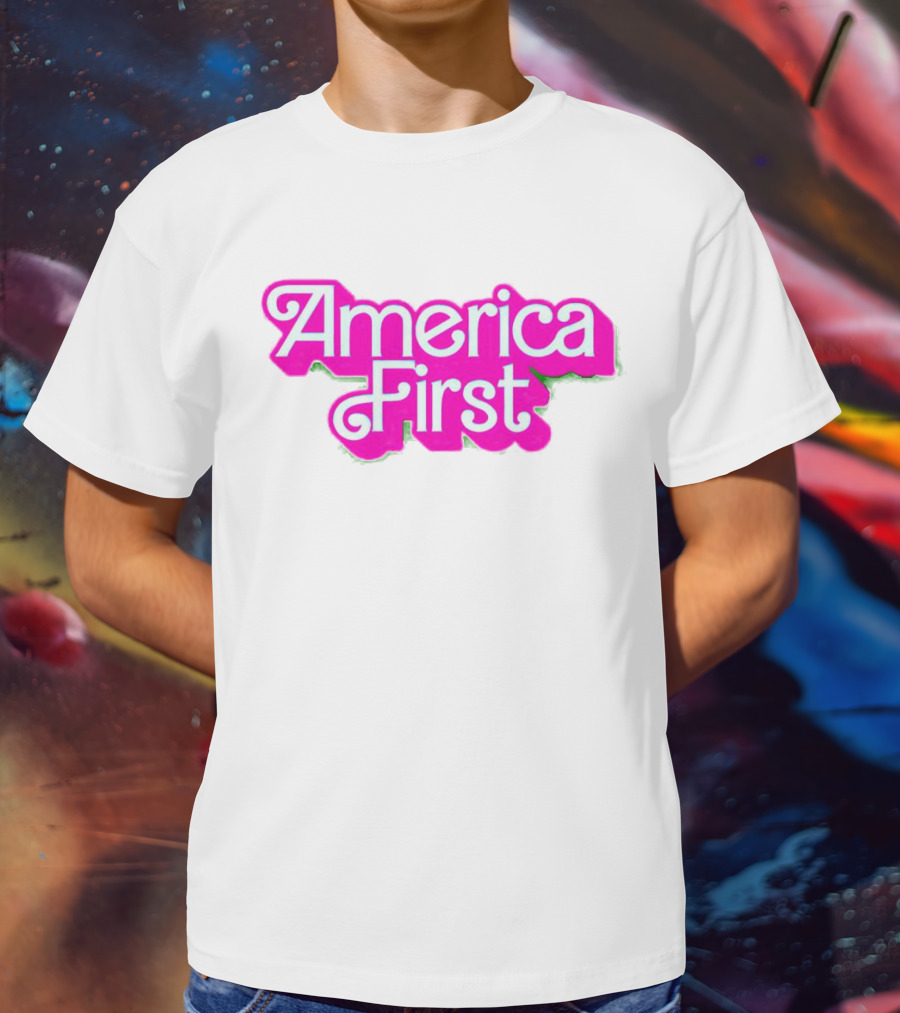 America First Barbie Style Pink Font T-Shirt