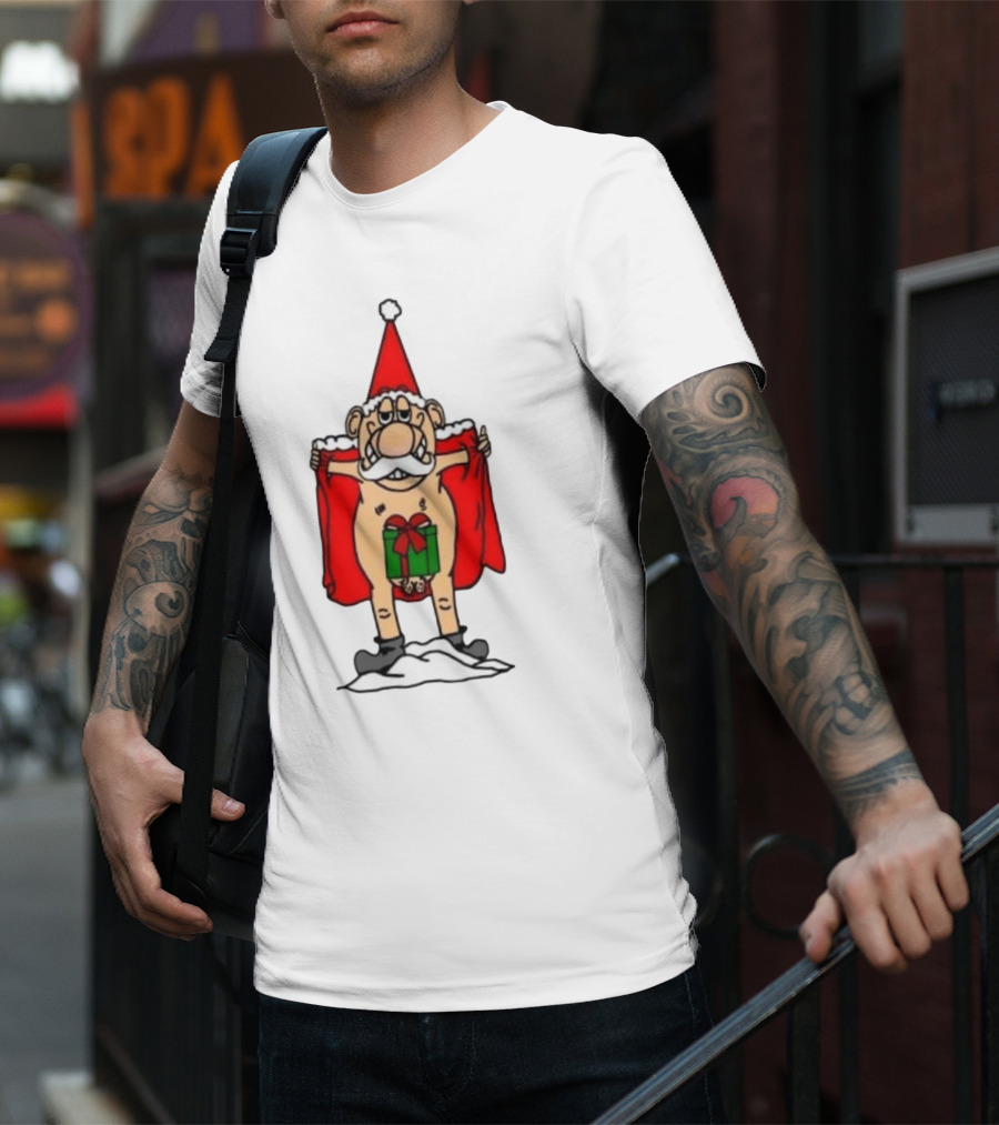 Christmas Santa Gnome With Naughty Gift And Hat T-Shirt