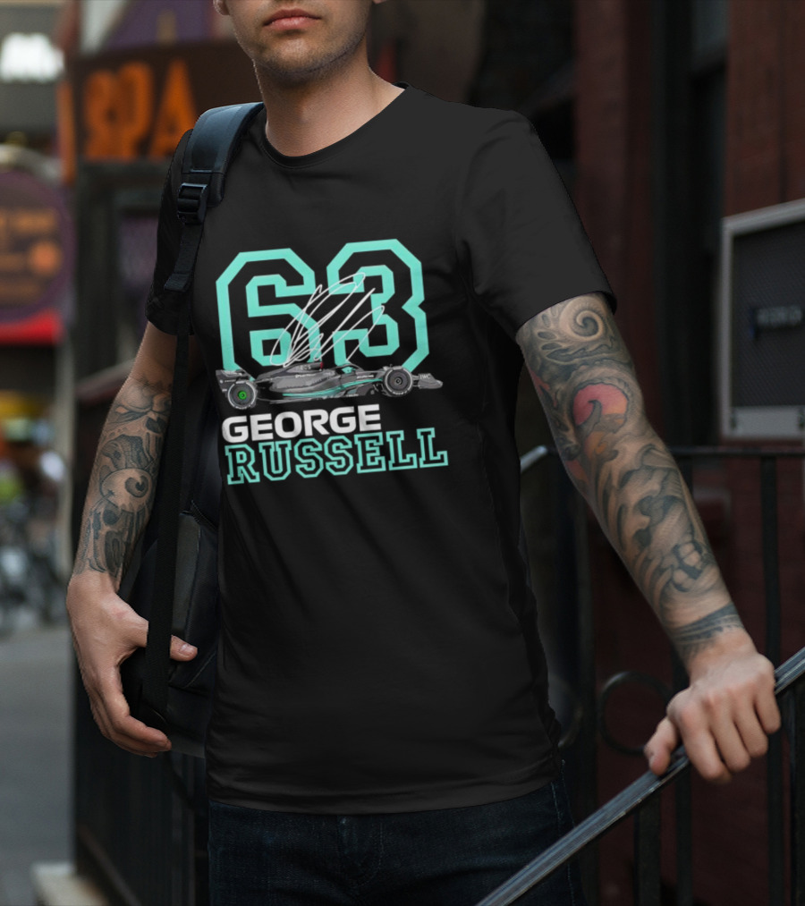 George Russell 63 Signature Formula 1 Car Racing T-Shirt