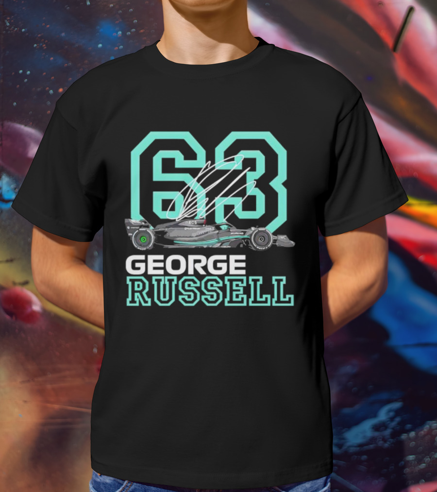 George Russell 63 Signature Formula 1 Car Racing T-Shirt