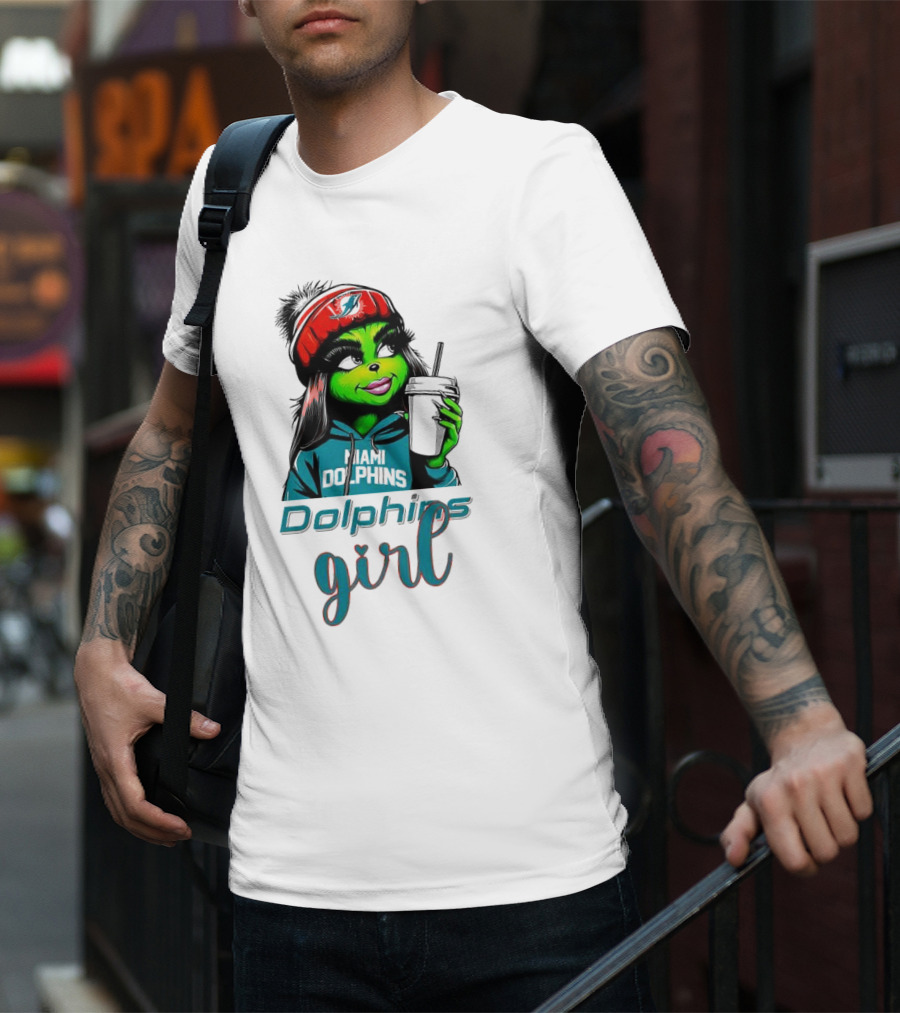 Miami Dolphins Grinch Drink Girl T-Shirt