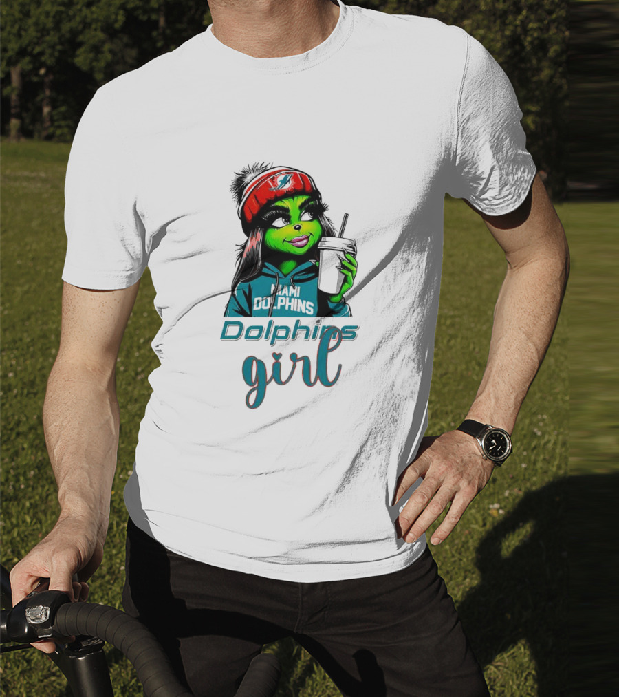 Miami Dolphins Grinch Drink Girl T-Shirt