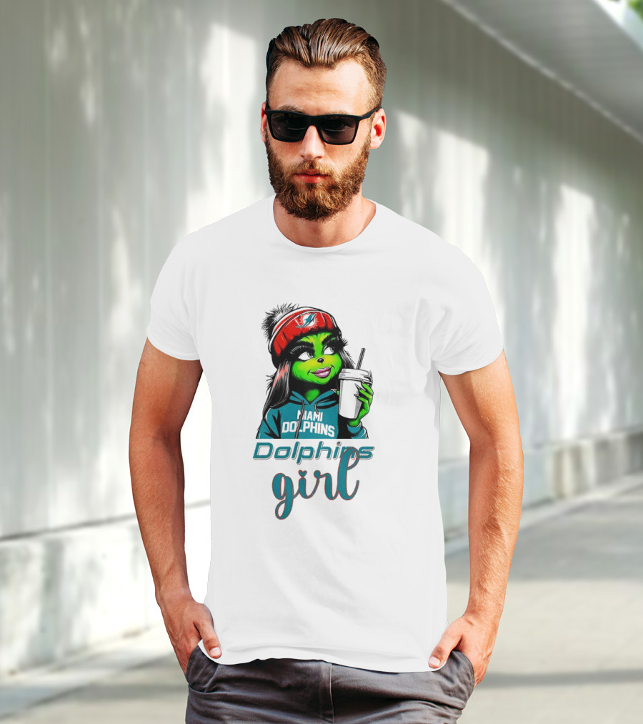 Miami Dolphins Grinch Drink Girl T-Shirt