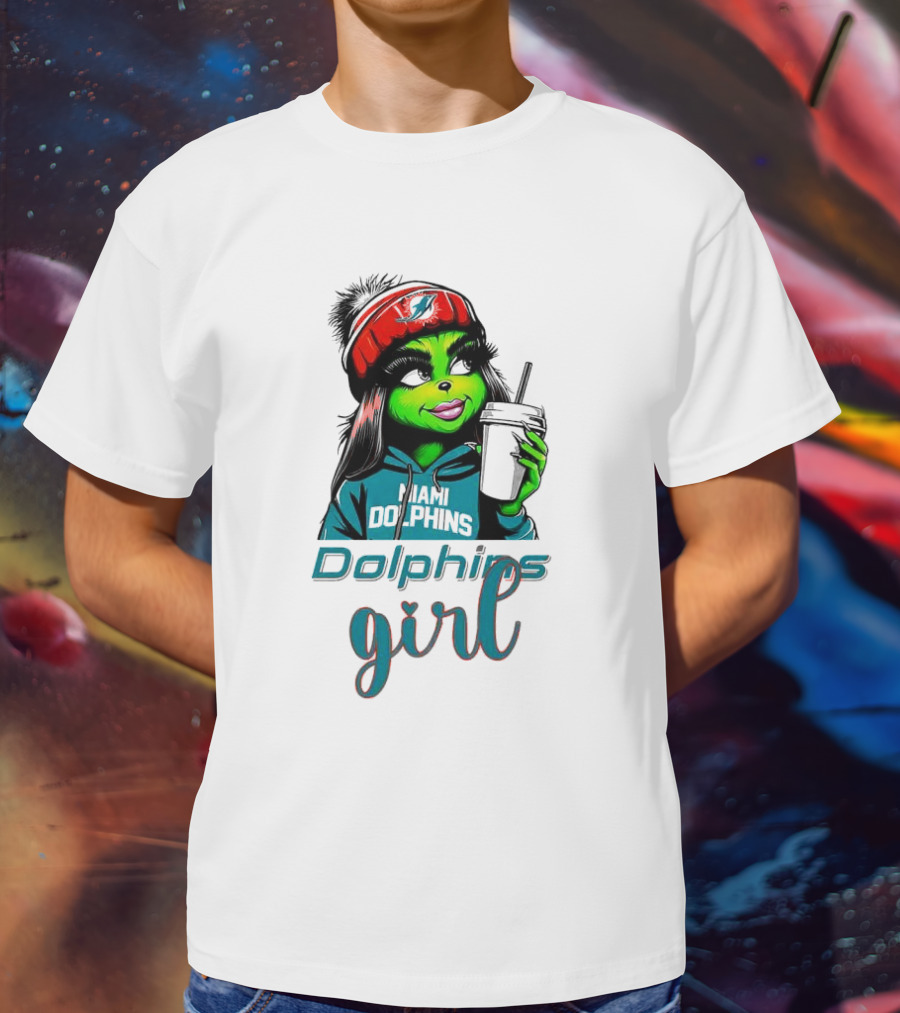 Miami Dolphins Grinch Drink Girl T-Shirt